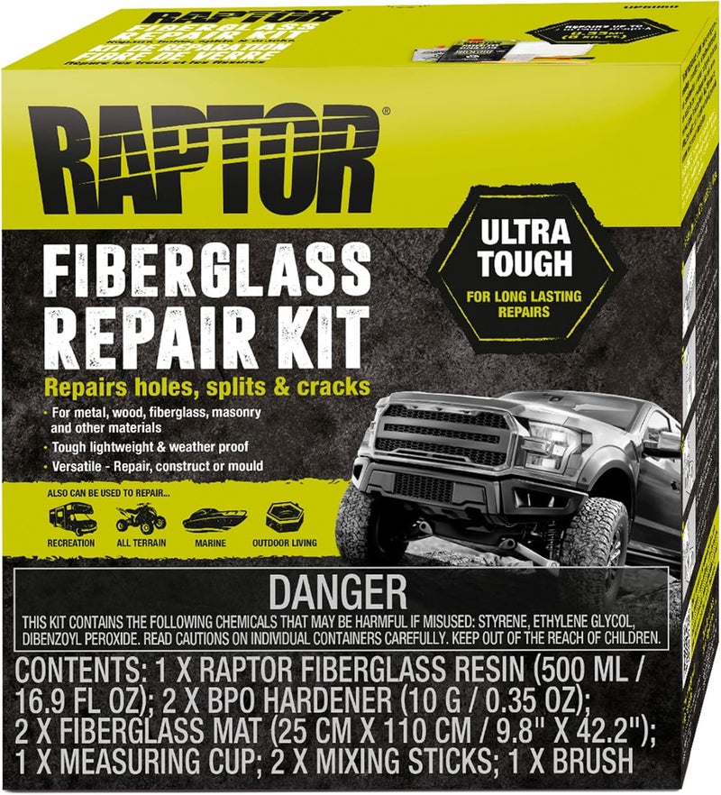 Raptor طقم إصلاح الألياف الزجاجية رابتور فائق القوة للإصلاحات طويلة الأمد على الثقوب والشقوق والتصدعات طقم إصلاح السيارات - Image 1