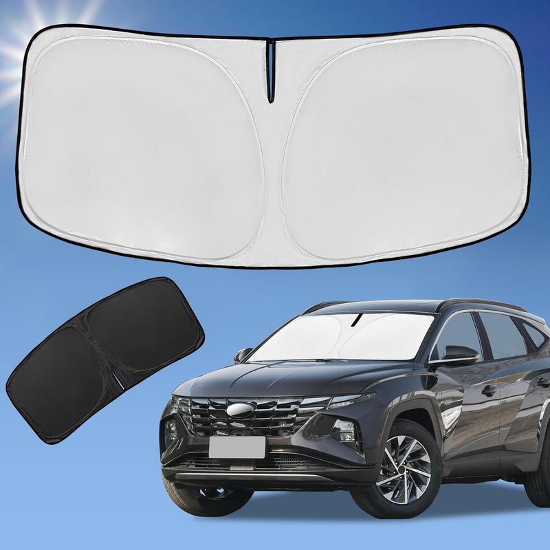 ZOIBV Sun Shade Sunshade for Hyundai Tucson Windshield Cover,4-Layer Front Window Shade Custom fit Tucson 2022-2024 Sun Visor 240T Retractable Shade Blocks UV Rays Cooler Car Accessories - Image 1