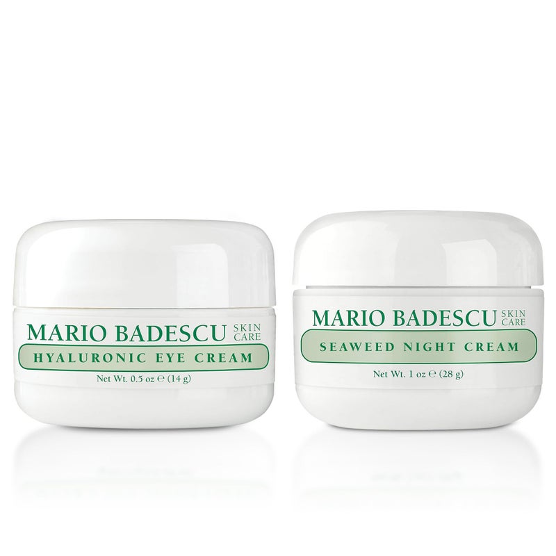 MARIO BADESCU كريم العين الهيالورونيك من ماريو بادسكو، 0.5 أونصة مع كريم الليل من ماريو بادسكو بالطحالب للبشرة المختلطة والدهنية والحساسة | مرطب خالي من الزيوت - Image 1