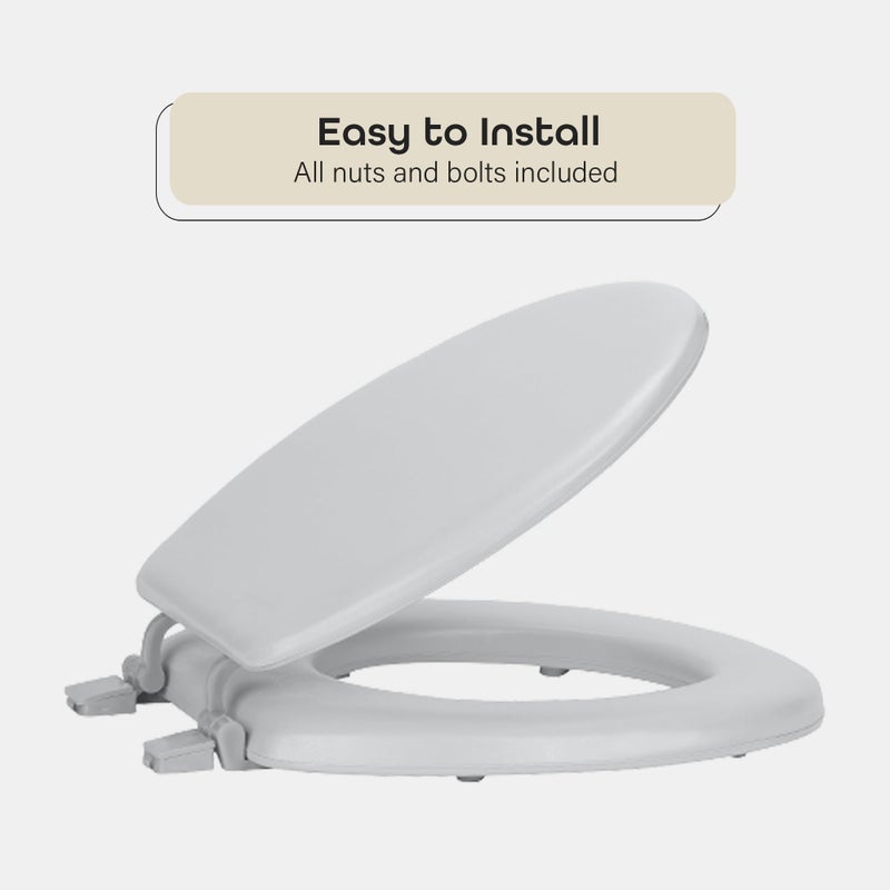 Achim Soft Standard Vinyl Toilet Seat, Silver - 17 Inch Soft Vinyl Cover with Comfort Foam Cushioning - Fits All Standard Size Fixtures - Easy to Install Fantasia by Achim Home Decor - Image 5