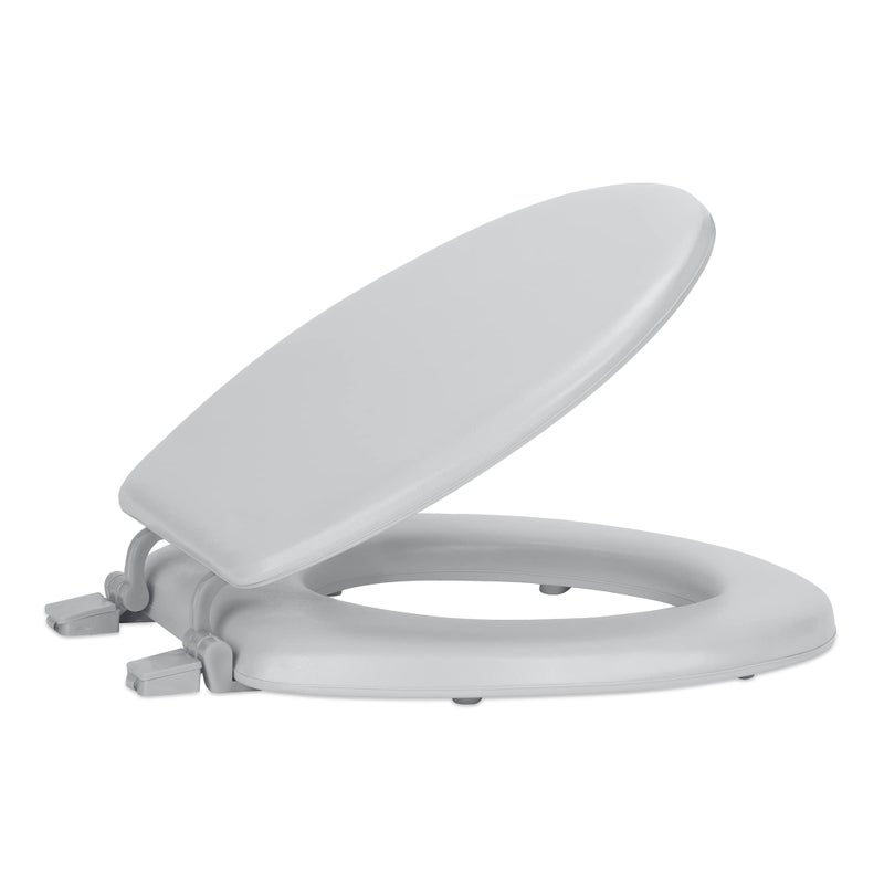 Achim Soft Standard Vinyl Toilet Seat, Silver - 17 Inch Soft Vinyl Cover with Comfort Foam Cushioning - Fits All Standard Size Fixtures - Easy to Install Fantasia by Achim Home Decor - Image 1