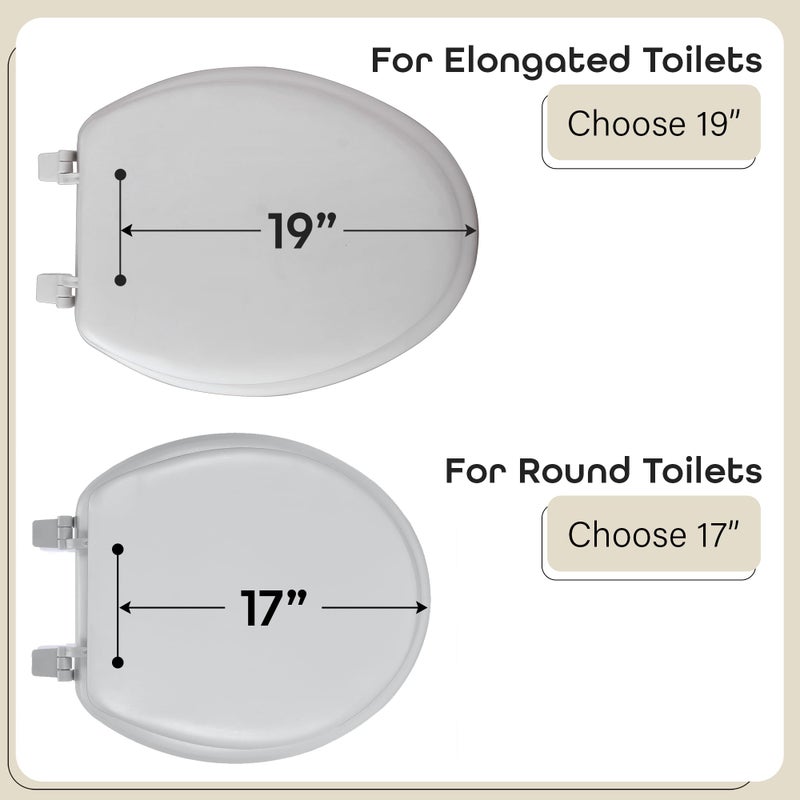Achim Soft Standard Vinyl Toilet Seat, Silver - 17 Inch Soft Vinyl Cover with Comfort Foam Cushioning - Fits All Standard Size Fixtures - Easy to Install Fantasia by Achim Home Decor - Image 3