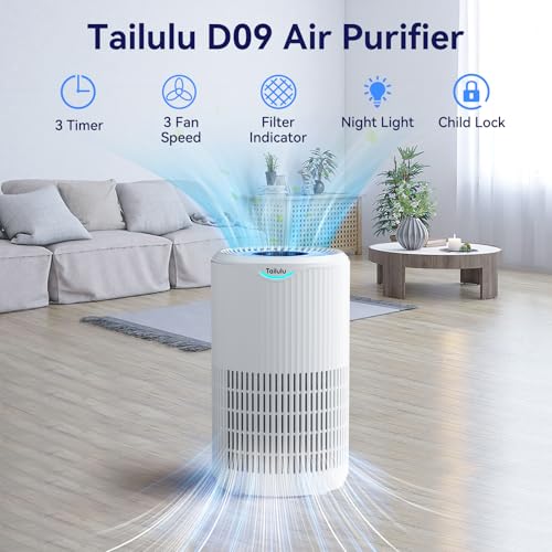 Tailulu Air Purifiers for Home Large Room Up to 1500 Sq Ft, Tailulu H13 HEPA Air Filter Cleaner, Smoke Dust Pollen, 15dB Sleep Mode Air Purifiers for Bedroom Living Room, Kitchen, Office - Image 3