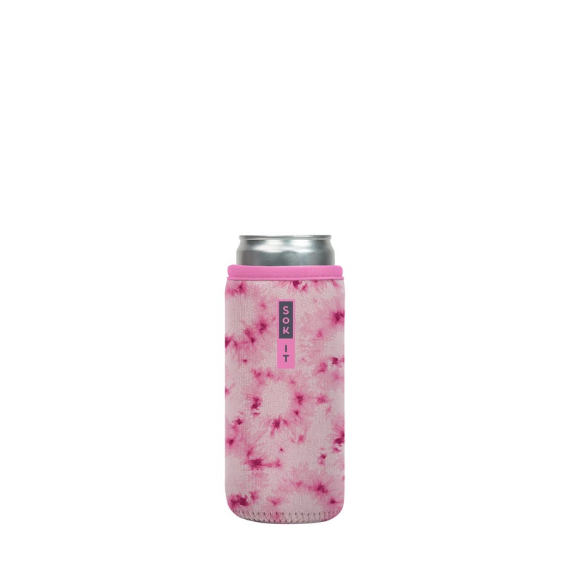 Sok It Can Sok Sleeve for Beer & Soda Insulated Neoprene Cover (Pink Splash Tie Dye  12oz Slim Can Sleeve) - Image 1