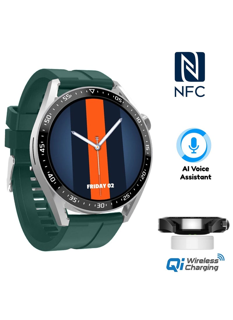 BSNL - HW28 Multifunctional NFC Smart Watch With Qi Wireless Charging - Green - Image 1