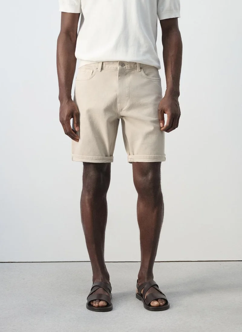 Mango Man Slim-fit denim bermuda shorts
