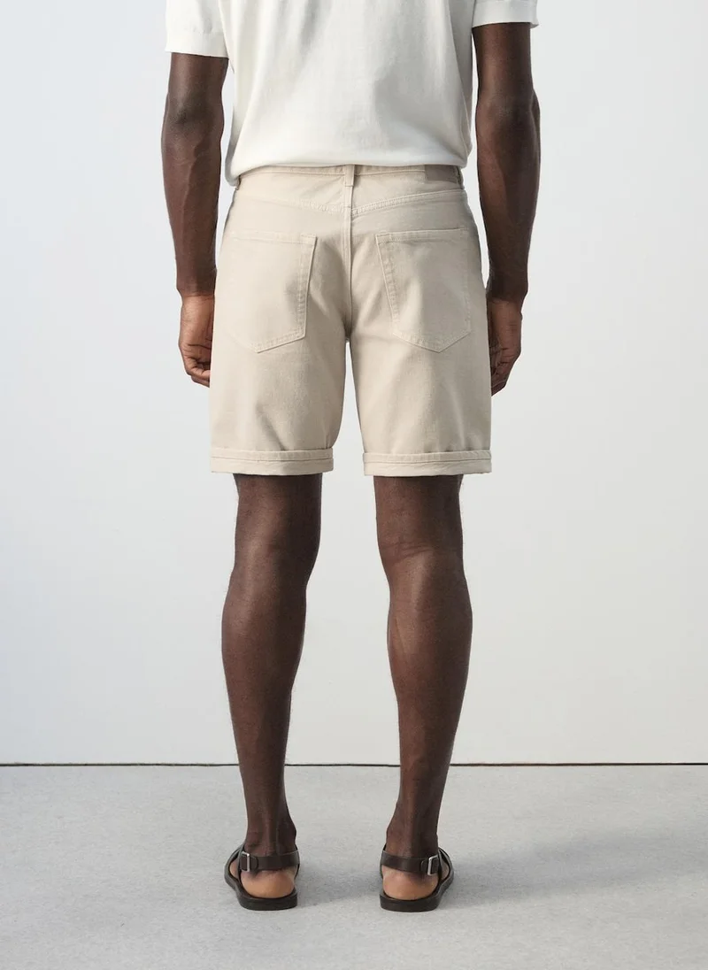 Mango Man Slim-fit denim bermuda shorts