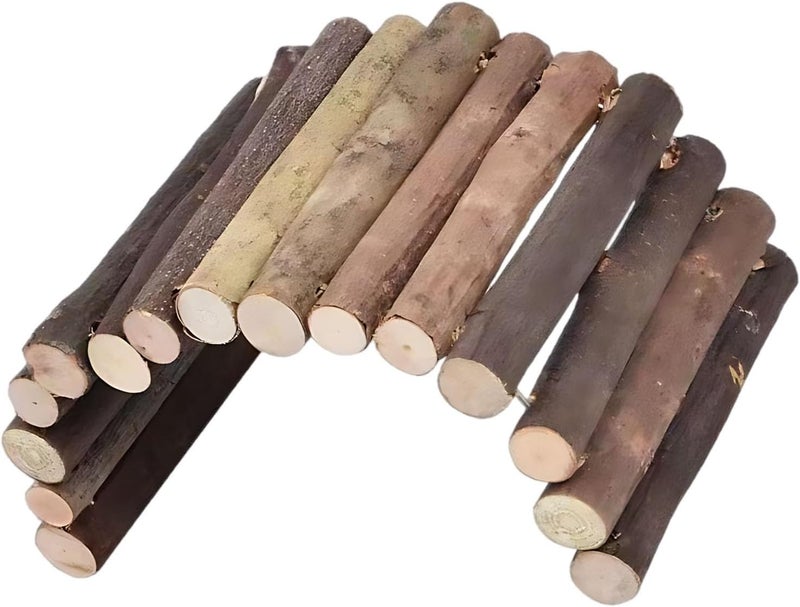 لعبة نفق التسلق، جسر خشبي قابل للثني مقاس 11.8 × 19.7 بوصة، ملحقات موطن الهامستر، نشاط آمن للقوارض، خشب طبيعي، لون - Image 1