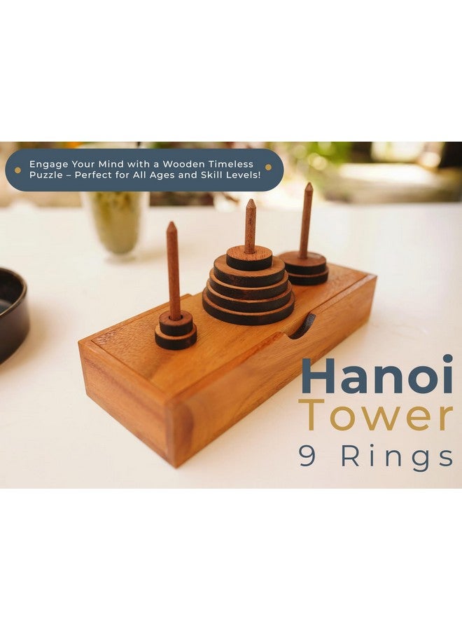 BSIRI BSIRI Fun Puzzle Board Games Gifts of Hanoi Tower (9 Rings) with Wooden Designs for Brain Teasers Logic Games Kids and Adults to Challenges Mastermind Game and Think for Fun Learning Tower Puzzles  - Image 3