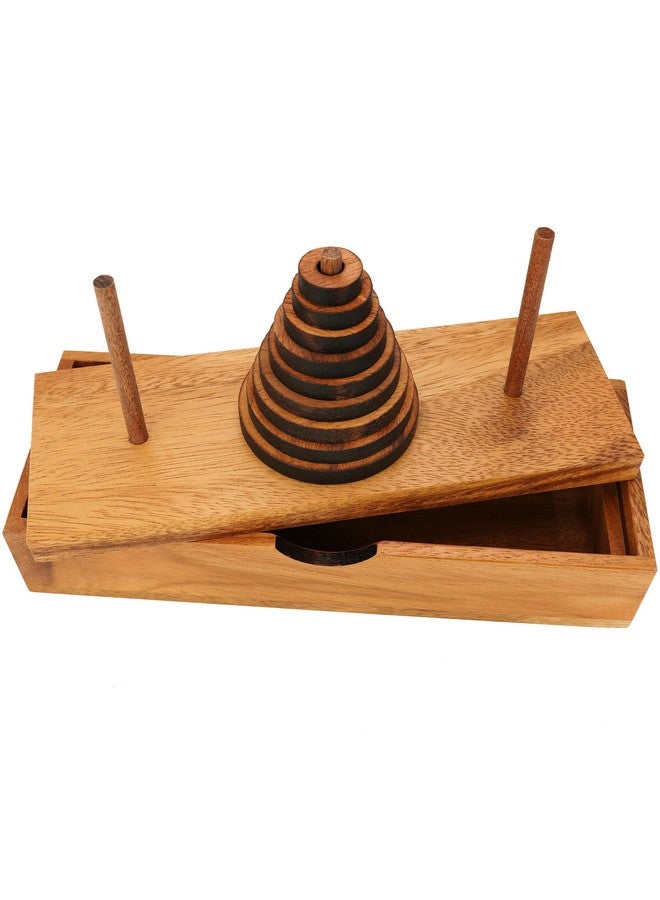BSIRI BSIRI Fun Puzzle Board Games Gifts of Hanoi Tower (9 Rings) with Wooden Designs for Brain Teasers Logic Games Kids and Adults to Challenges Mastermind Game and Think for Fun Learning Tower Puzzles  - Image 1