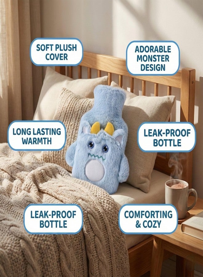Nuvex Cute Hot Water Bottle with Plush Cartoon Cover Long-Lasting Hot & Cold Pack for Menstrual Cramps, Back & Shoulder Pain, Leak-Proof Hand Warmer & Foot Comfort Therapy, Hot Compress (1000ml) - Image 2