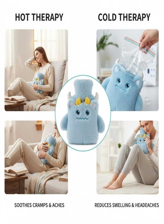 Nuvex Cute Hot Water Bottle with Plush Cartoon Cover Long-Lasting Hot & Cold Pack for Menstrual Cramps, Back & Shoulder Pain, Leak-Proof Hand Warmer & Foot Comfort Therapy, Hot Compress (1000ml) - Image 5