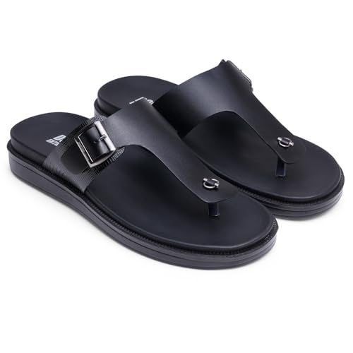 DOCTOR EXTRA SOFT Men's Classic Casual Original Leather Thong Black/Brown Sandals/Chappals with Memory Foam Cushion| Stylish & Non-Slip|Comfortable & Lightweight |Flip flops Slippers Gents & Boys F-3 - Image 4