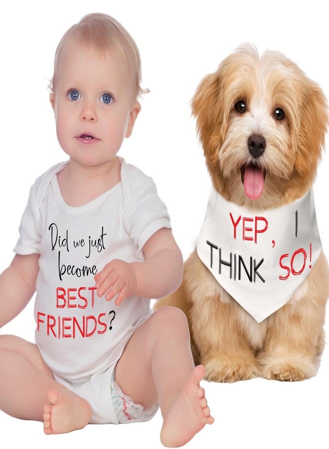 Skicuff أطقم ملابس متطابقة للأطفال والكلاب، أطقم ملابس متطابقة لأفضل الأصدقاء، بدلة قطنية للأطفال الرضع ووشاح للكلاب، مناسبة للرضع والحيوانات الأليفة حديثة الولادة - Image 3