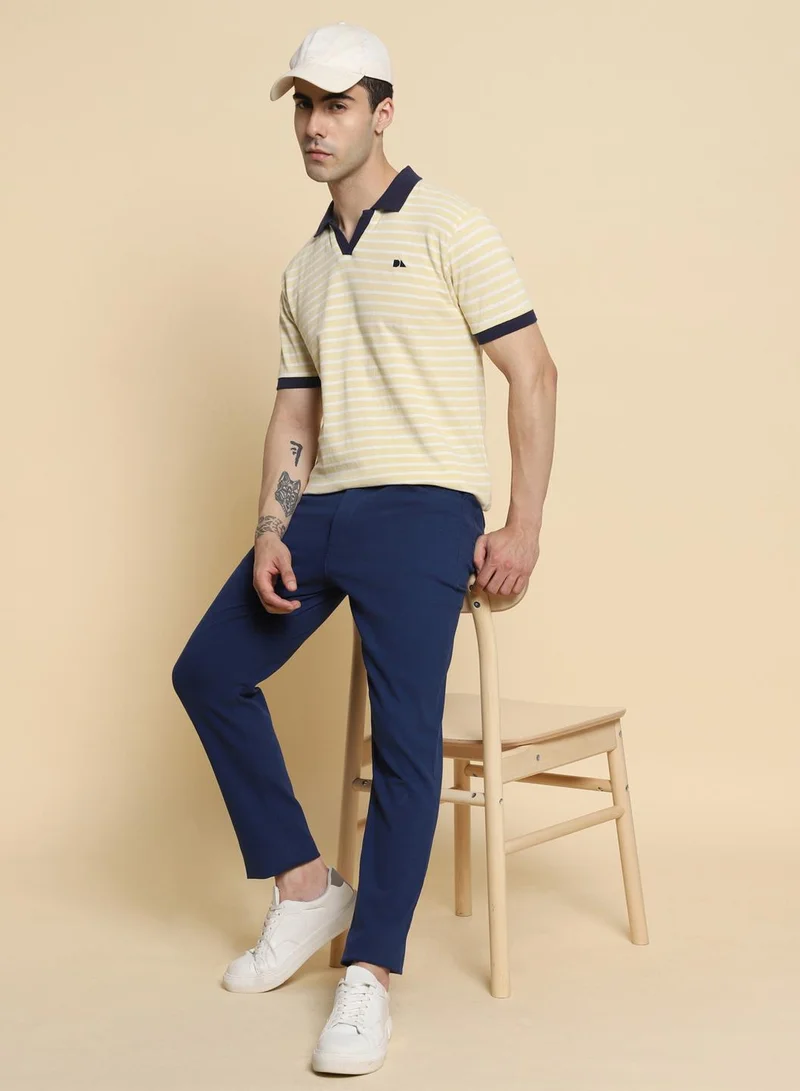 Dennis Lingo Men's Off-White Regular Fit Polo T-shirt