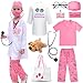 GC Kids Veterinarian Costume Toddler Doctor Kit Scrubs Doctor Vet Costume Play Set Boys Girls Halloween Dress Up Career Day Pink 140 810Y - Image 3