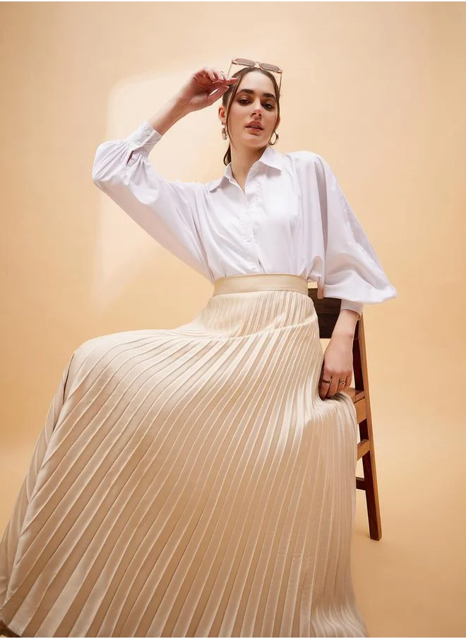 ساسافراس Pleated A-Line Midi Skirt by Styli