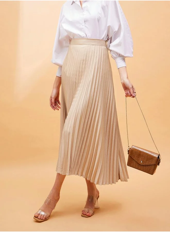 SASSAFRAS Pleated A-Line Midi Skirt