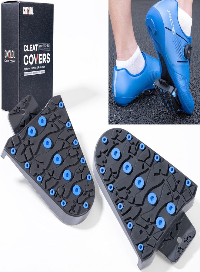 CNCLOL CNC SPD-SL Cleat Covers, Road Bike & Cycling Shoe Non-Slip Rubber Protector Compatible with Shimano SM-SH10/SM-SH11/SM-SH12/SM-SH45, Blue - Image 1