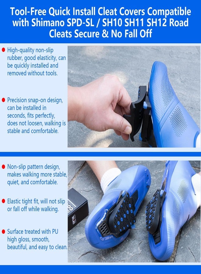 CNCLOL CNC SPD-SL Cleat Covers, Road Bike & Cycling Shoe Non-Slip Rubber Protector Compatible with Shimano SM-SH10/SM-SH11/SM-SH12/SM-SH45, Blue - Image 3