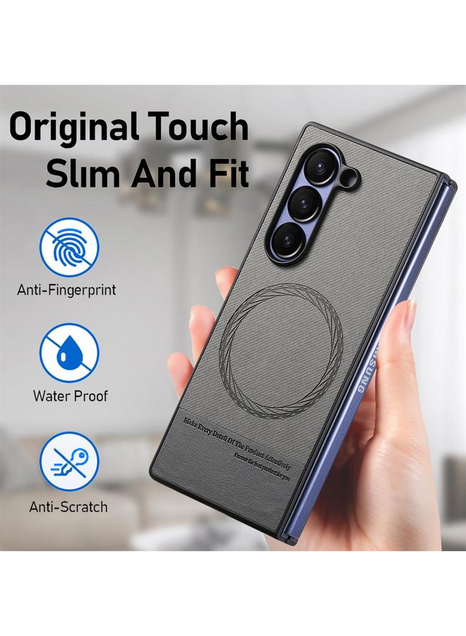 اس-توب جراب لهاتف Samsung Galaxy Z Fold3 5G مصنوع من جلد التويل مع غطاء خلفي مغناطيسي للهاتف - Image 4
