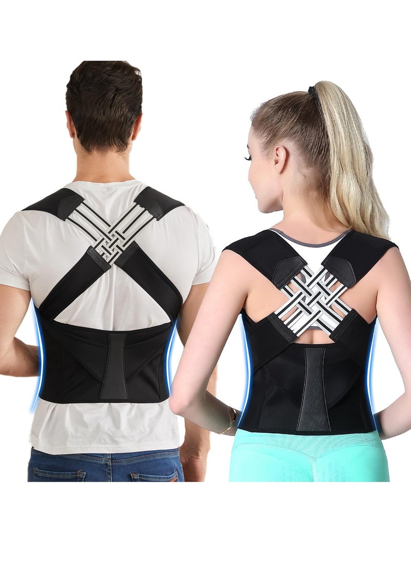 MJZ Back Straightener Posture Corrector, Adjustable Shoulder Posture Brace, Back Straightener Posture Belt, Back Posture Belt Used for Middle and Upper Spine for Women and Men Posture Support Black  - Image 1