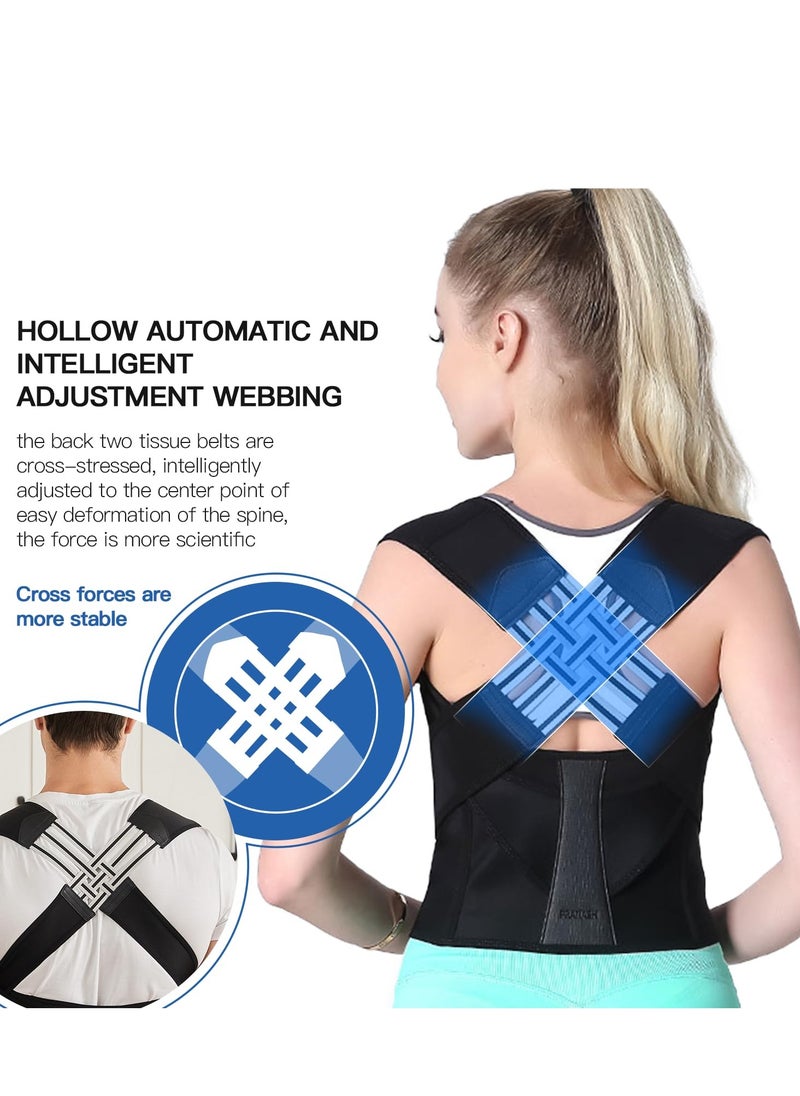MJZ Back Straightener Posture Corrector, Adjustable Shoulder Posture Brace, Back Straightener Posture Belt, Back Posture Belt Used for Middle and Upper Spine for Women and Men Posture Support Black  - Image 3