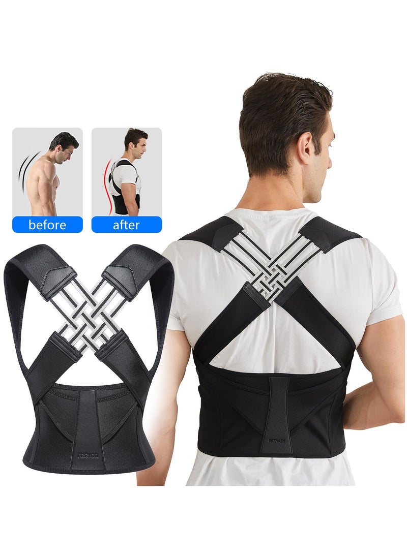MJZ Back Straightener Posture Corrector, Adjustable Shoulder Posture Brace, Back Straightener Posture Belt, Back Posture Belt Used for Middle and Upper Spine for Women and Men Posture Support Black  - Image 4