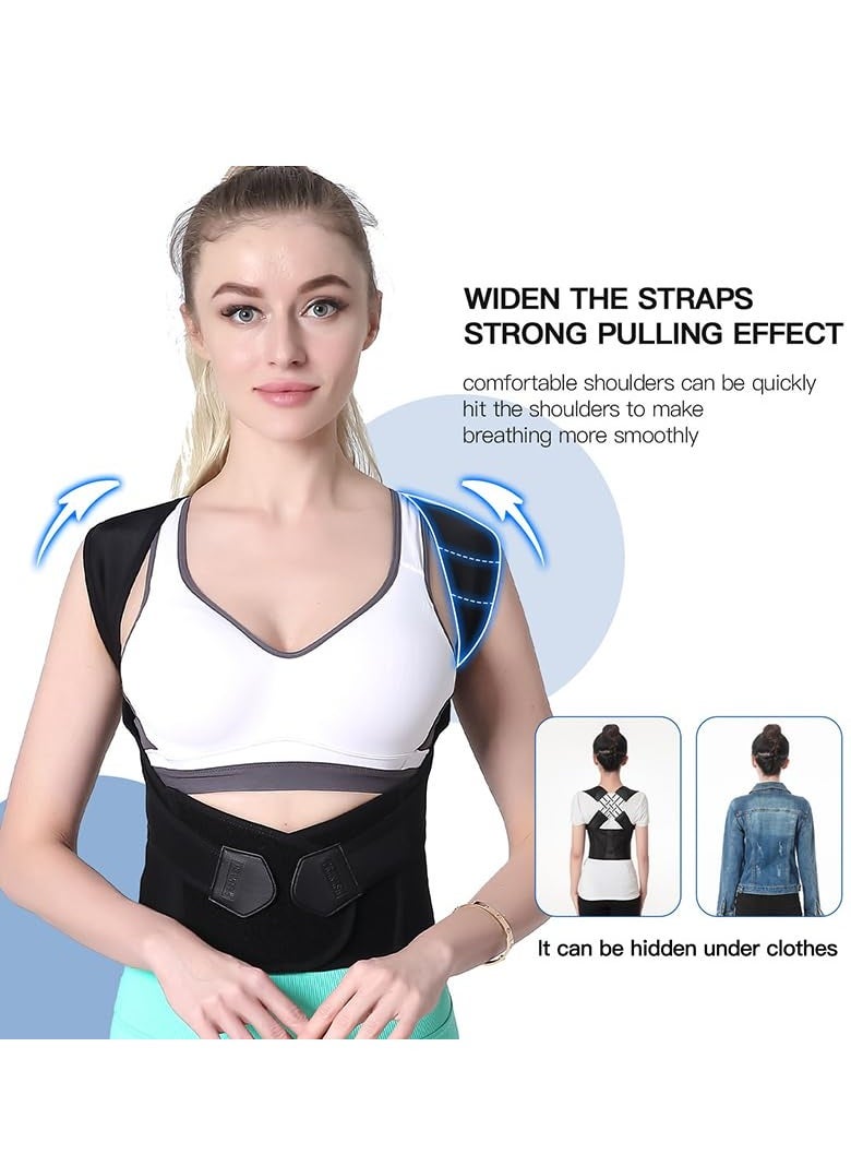 MJZ Back Straightener Posture Corrector, Adjustable Shoulder Posture Brace, Back Straightener Posture Belt, Back Posture Belt Used for Middle and Upper Spine for Women and Men Posture Support Black  - Image 5