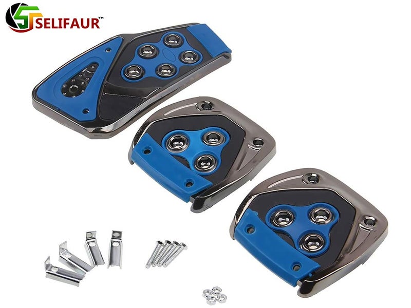 Selifaur - 3 Pcs Blue Non-Slip Manual Car Pedals kit Pad Covers Set for Innova 2005-12 - Image 2