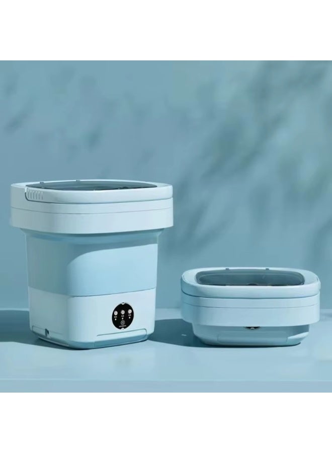 غسالة صغيرة محمولة قابلة للطي مع مجفف دوار للتنظيف بالموجات فوق الصوتية والتعقيم مع سلة تصريف - Image 1