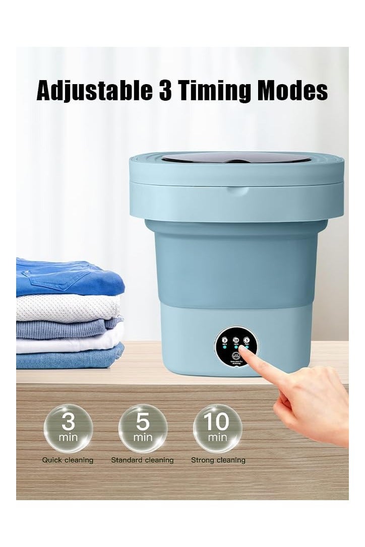 غسالة صغيرة محمولة قابلة للطي مع مجفف دوار للتنظيف بالموجات فوق الصوتية والتعقيم مع سلة تصريف - Image 4