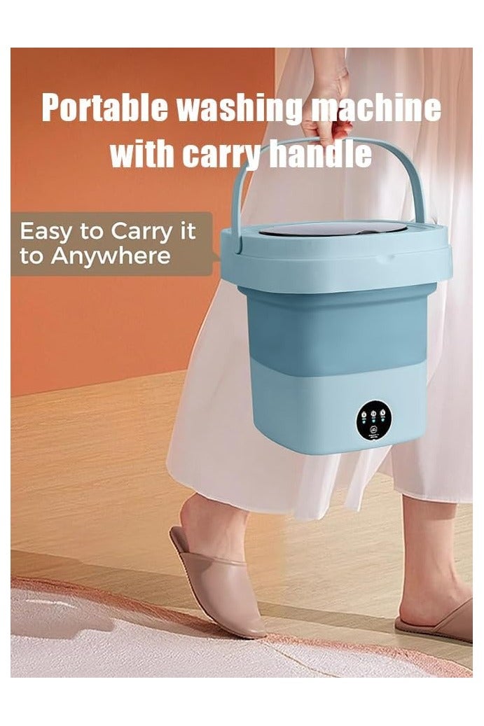 غسالة صغيرة محمولة قابلة للطي مع مجفف دوار للتنظيف بالموجات فوق الصوتية والتعقيم مع سلة تصريف - Image 5