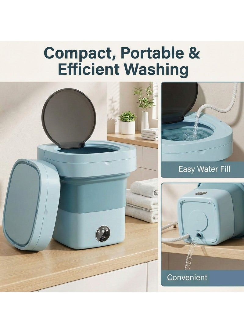 غسالة صغيرة محمولة قابلة للطي مع مجفف دوار للتنظيف بالموجات فوق الصوتية والتعقيم مع سلة تصريف - Image 2