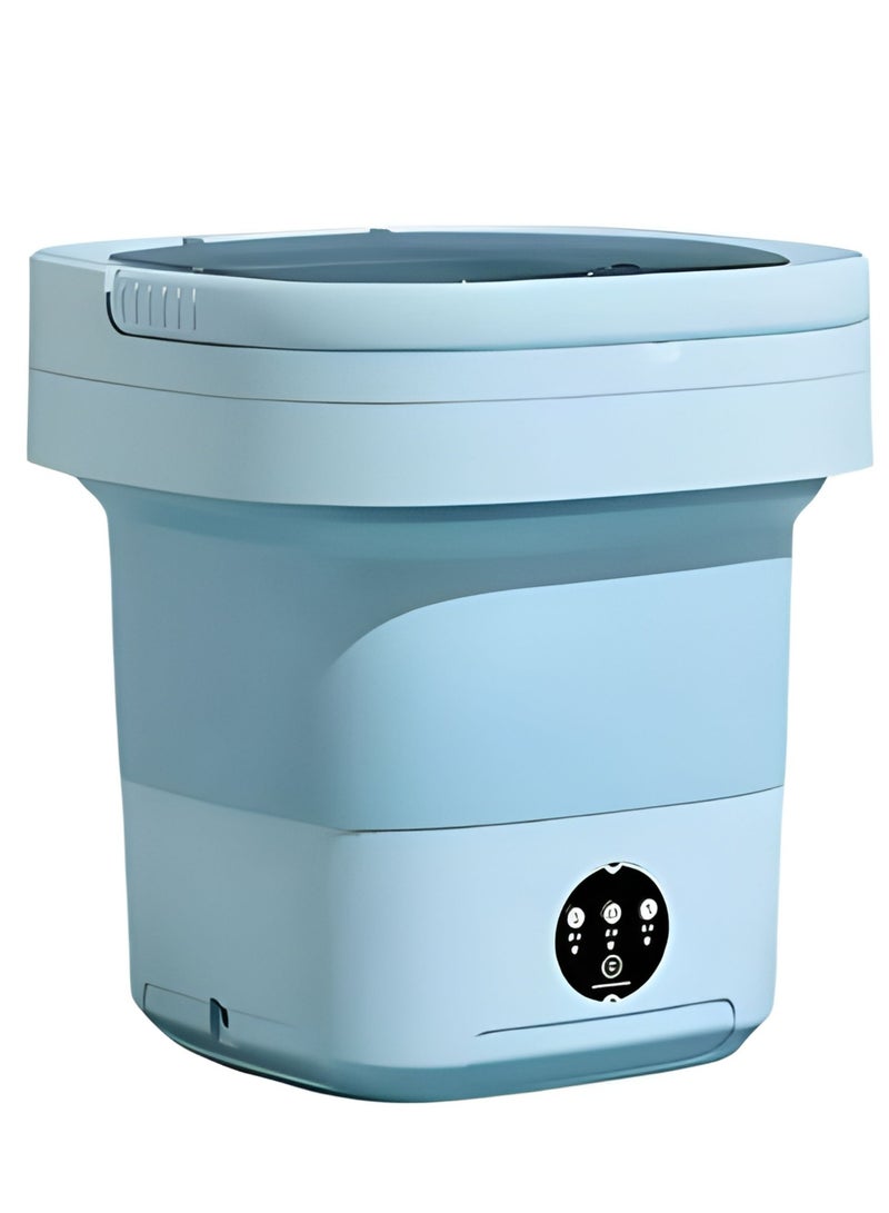 غسالة صغيرة محمولة قابلة للطي مع مجفف دوار للتنظيف بالموجات فوق الصوتية والتعقيم مع سلة تصريف - Image 1