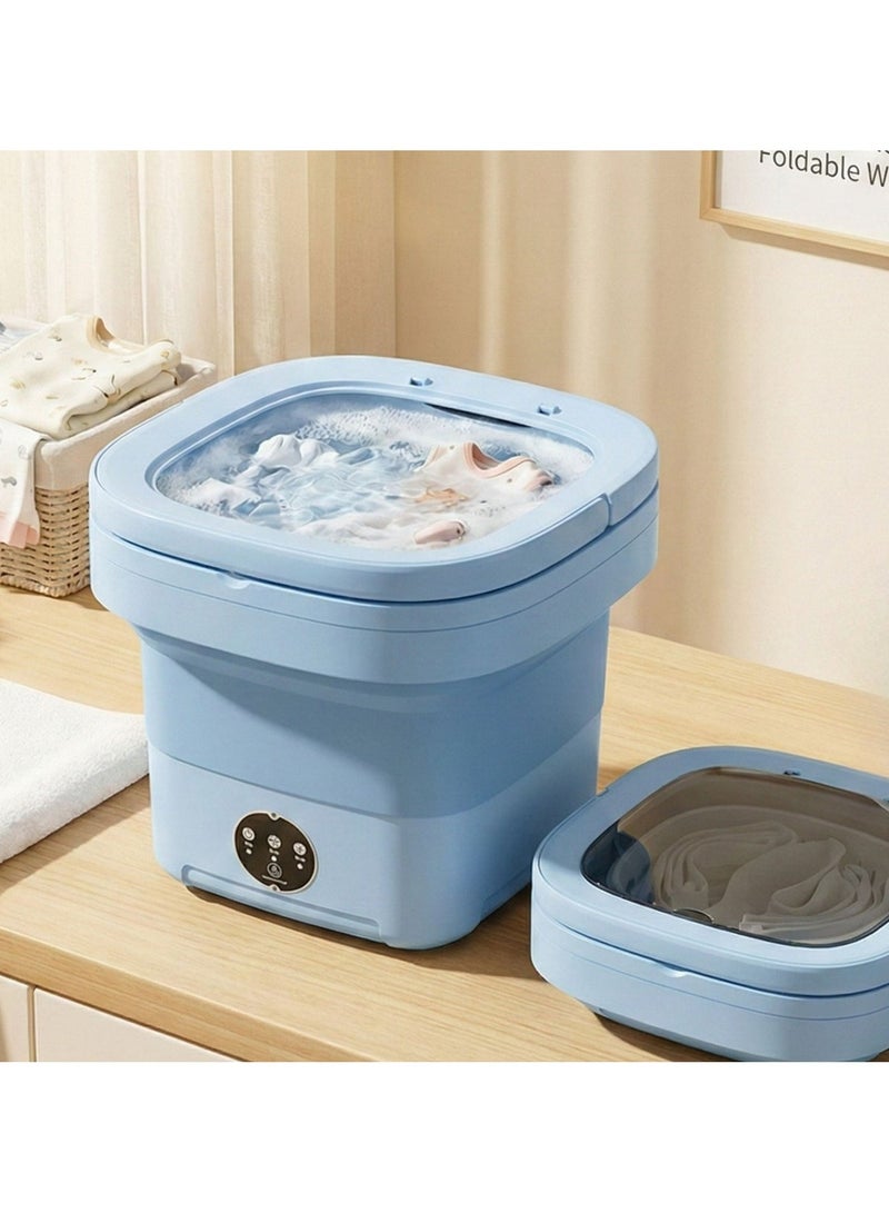 غسالة صغيرة محمولة قابلة للطي مع مجفف دوار للتنظيف بالموجات فوق الصوتية والتعقيم مع سلة تصريف - Image 5