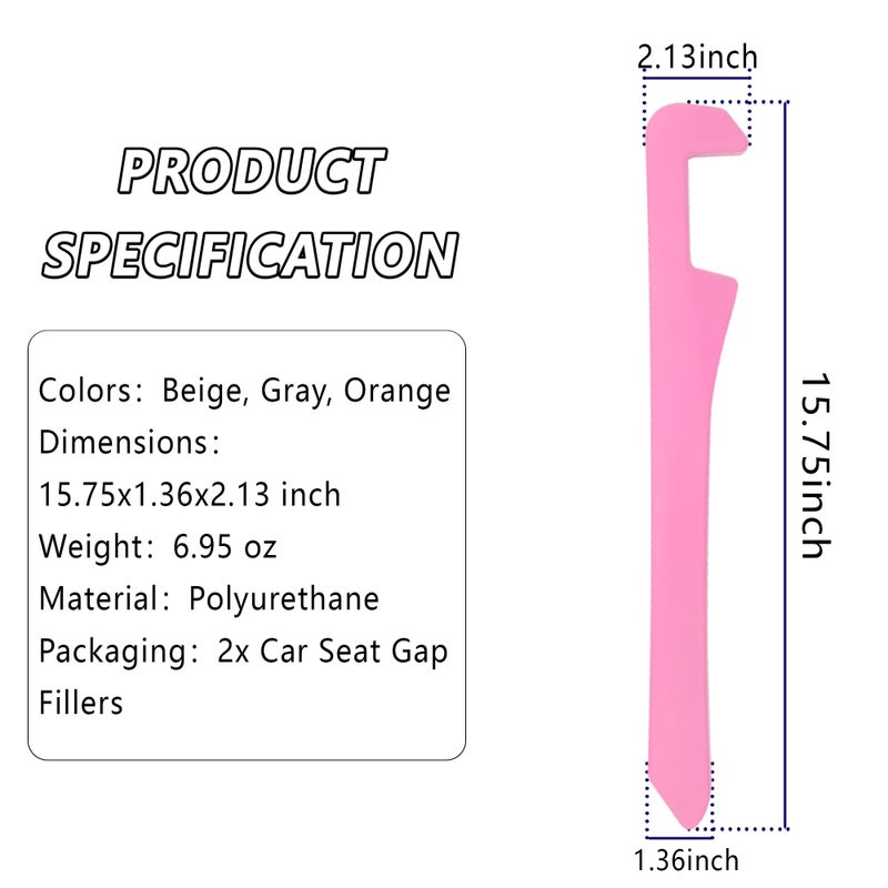 Junecarp Car Seat Gap Filler 2 Pack,Car Gap Filler Organizer to Impede Items from Dropping,Essential Interior Car Accessories Seat Gap Plug (Pink) - Image 2
