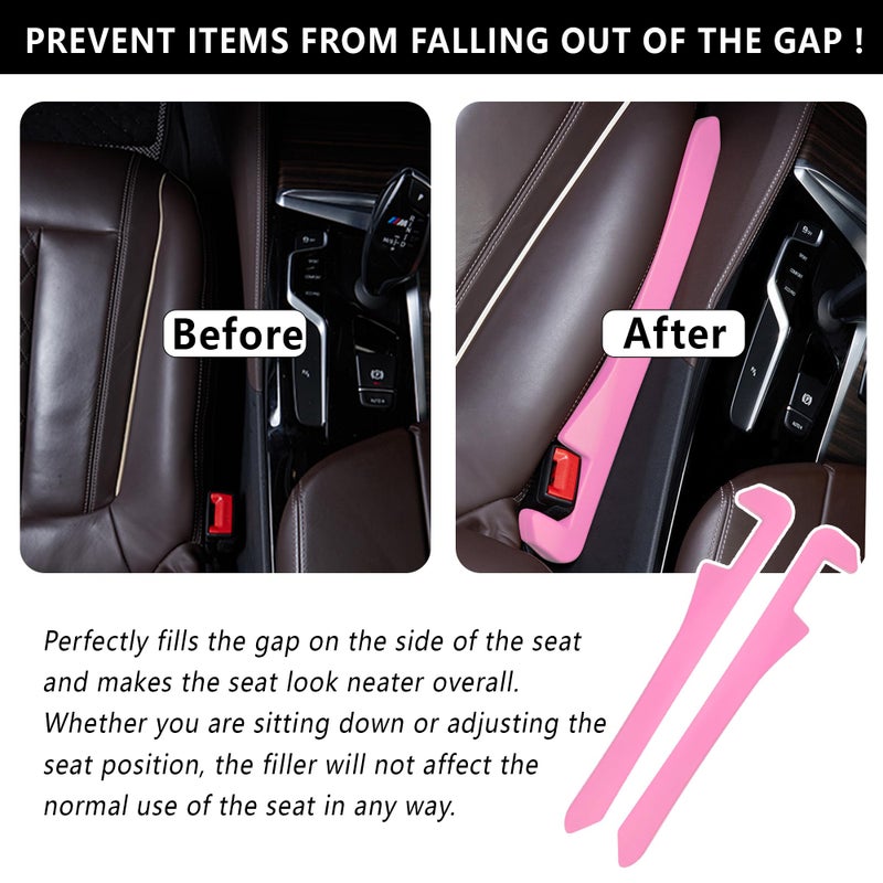 Junecarp Car Seat Gap Filler 2 Pack,Car Gap Filler Organizer to Impede Items from Dropping,Essential Interior Car Accessories Seat Gap Plug (Pink) - Image 4