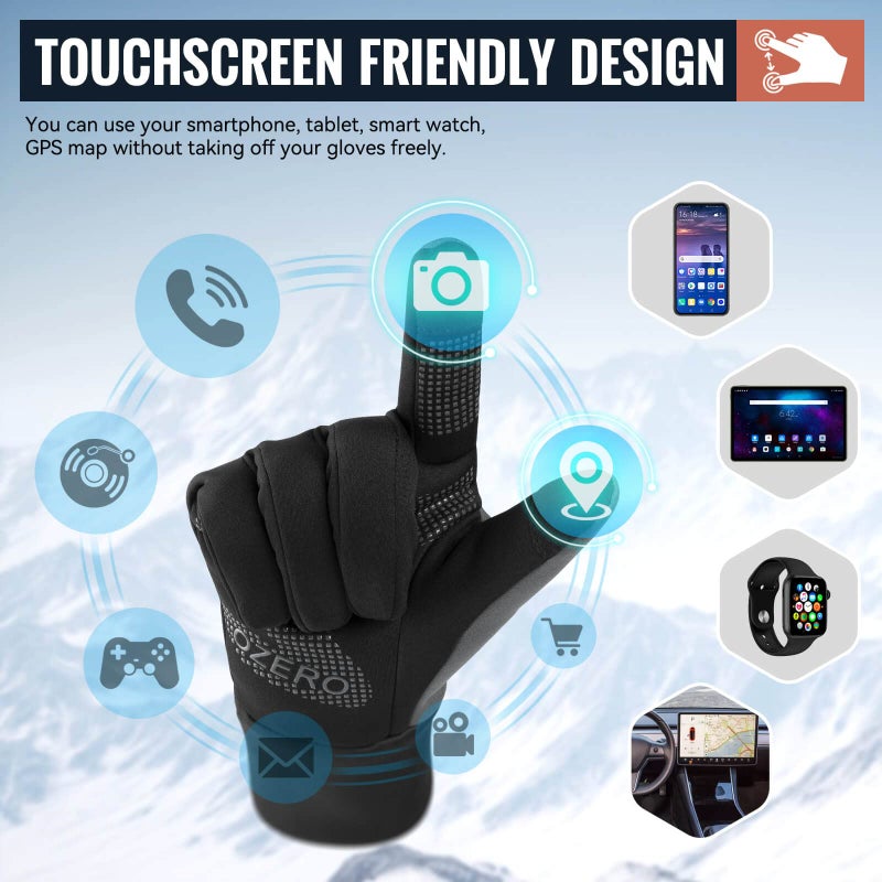 OZERO Mens Winter Touchscreen Gloves: Cold Weather Thin Warm Liner Glove - Thermal Windproof Gloves for Running Hiking Cycling Driving - Image 3