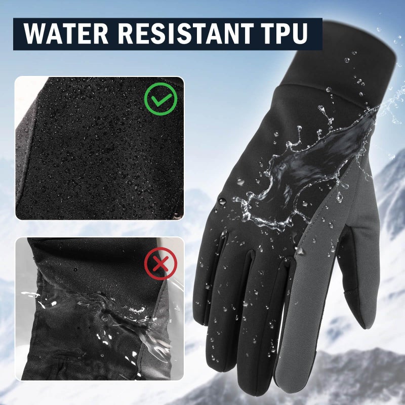 OZERO Mens Winter Touchscreen Gloves: Cold Weather Thin Warm Liner Glove - Thermal Windproof Gloves for Running Hiking Cycling Driving - Image 2