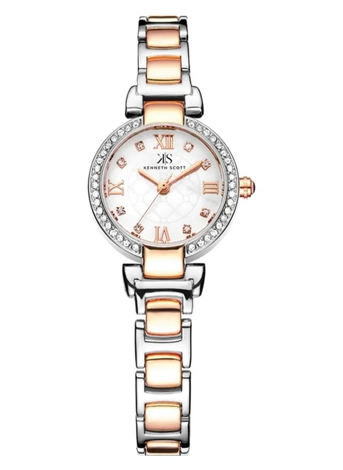 KENNETH SCOTT Kenneth Scott K22520-KBKM Women's Analog Display Watch & Alloy Strap Rose Gold