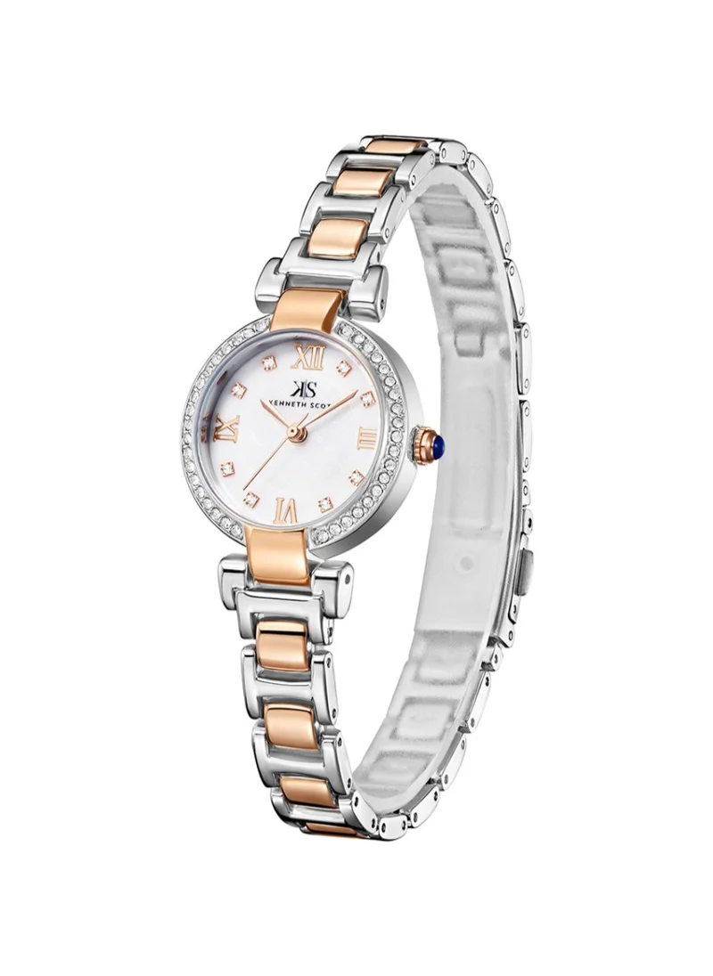 KENNETH SCOTT Kenneth Scott K22520-KBKM Women's Analog Display Watch & Alloy Strap Rose Gold
