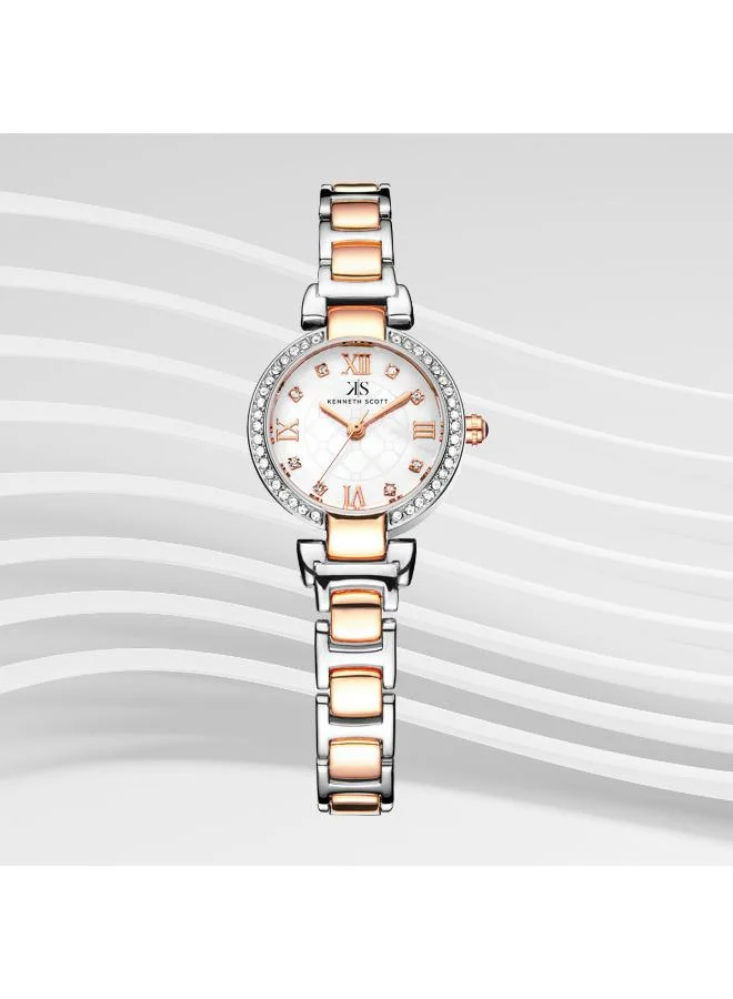 KENNETH SCOTT Kenneth Scott K22520-KBKM Women's Analog Display Watch & Alloy Strap Rose Gold