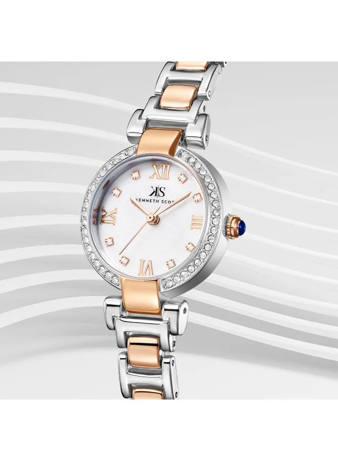 KENNETH SCOTT Kenneth Scott K22520-KBKM Women's Analog Display Watch & Alloy Strap Rose Gold