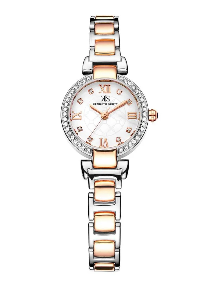 KENNETH SCOTT Kenneth Scott K22520-KBKM Women's Analog Display Watch & Alloy Strap Two-Tone Rose Gold