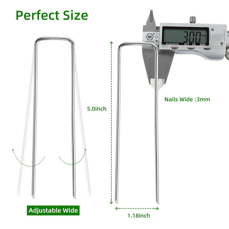 Luijnbn 30 Pack Lawn Staples, Premium Garden Landscape Staples, Galvanized Heavy-Duty Gauge Stakes, U-Shaped Tent Stakes, Anti-Rust Fence Netting Pins Ground Spikes, Sod Pins - Image 3
