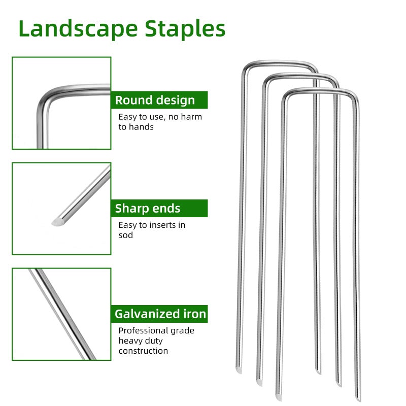 Luijnbn 30 Pack Lawn Staples, Premium Garden Landscape Staples, Galvanized Heavy-Duty Gauge Stakes, U-Shaped Tent Stakes, Anti-Rust Fence Netting Pins Ground Spikes, Sod Pins - Image 2