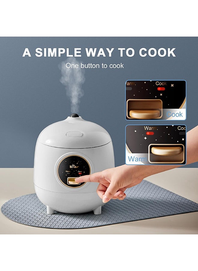 Bear - Mini Electric Rice Cooker - One Button to Cook and Keep Warm Function - Multifunctional Cookware - 200W - 1.2L - Image 1
