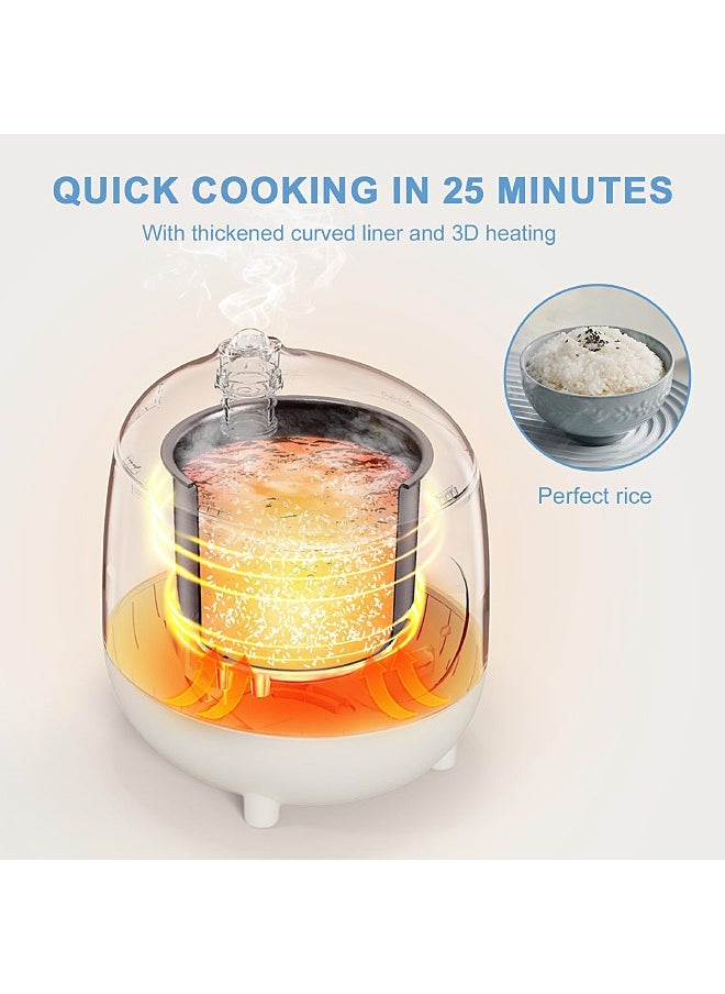 Bear - Mini Electric Rice Cooker - One Button to Cook and Keep Warm Function - Multifunctional Cookware - 200W - 1.2L - Image 1