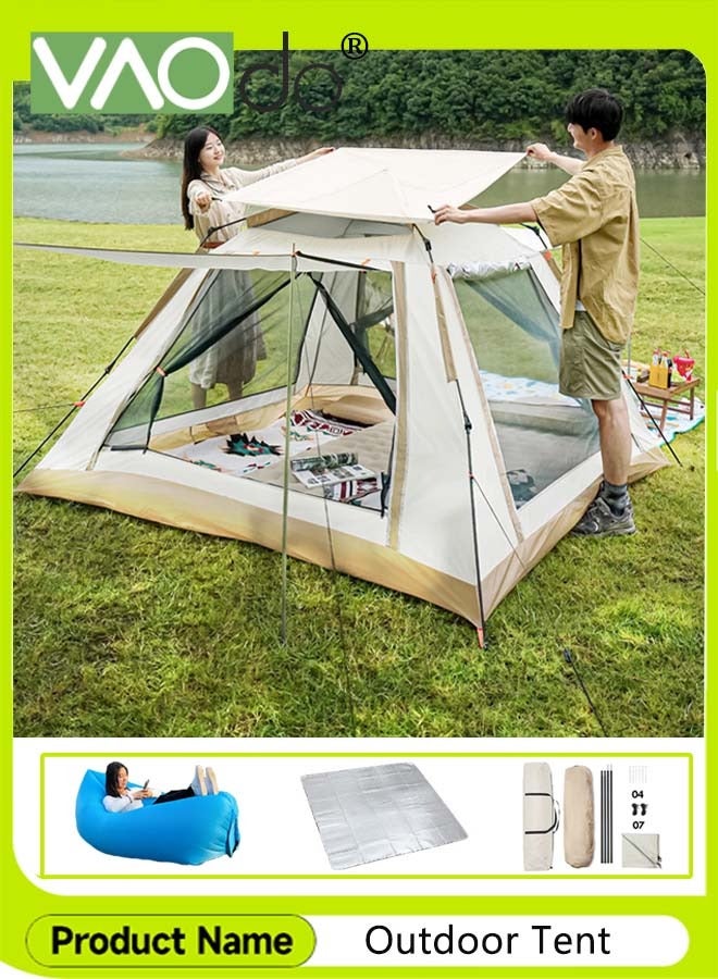 VAOdo Instant Popup Tent 3-5 Persons with Footprint Tarp  Easy Setup Camping Tent  with Double Layers Waterproof Coating Camping Tent with Canopy Sofa and Moisture-proof Cushion - Image 1
